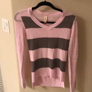 Pink and grey striped sweater